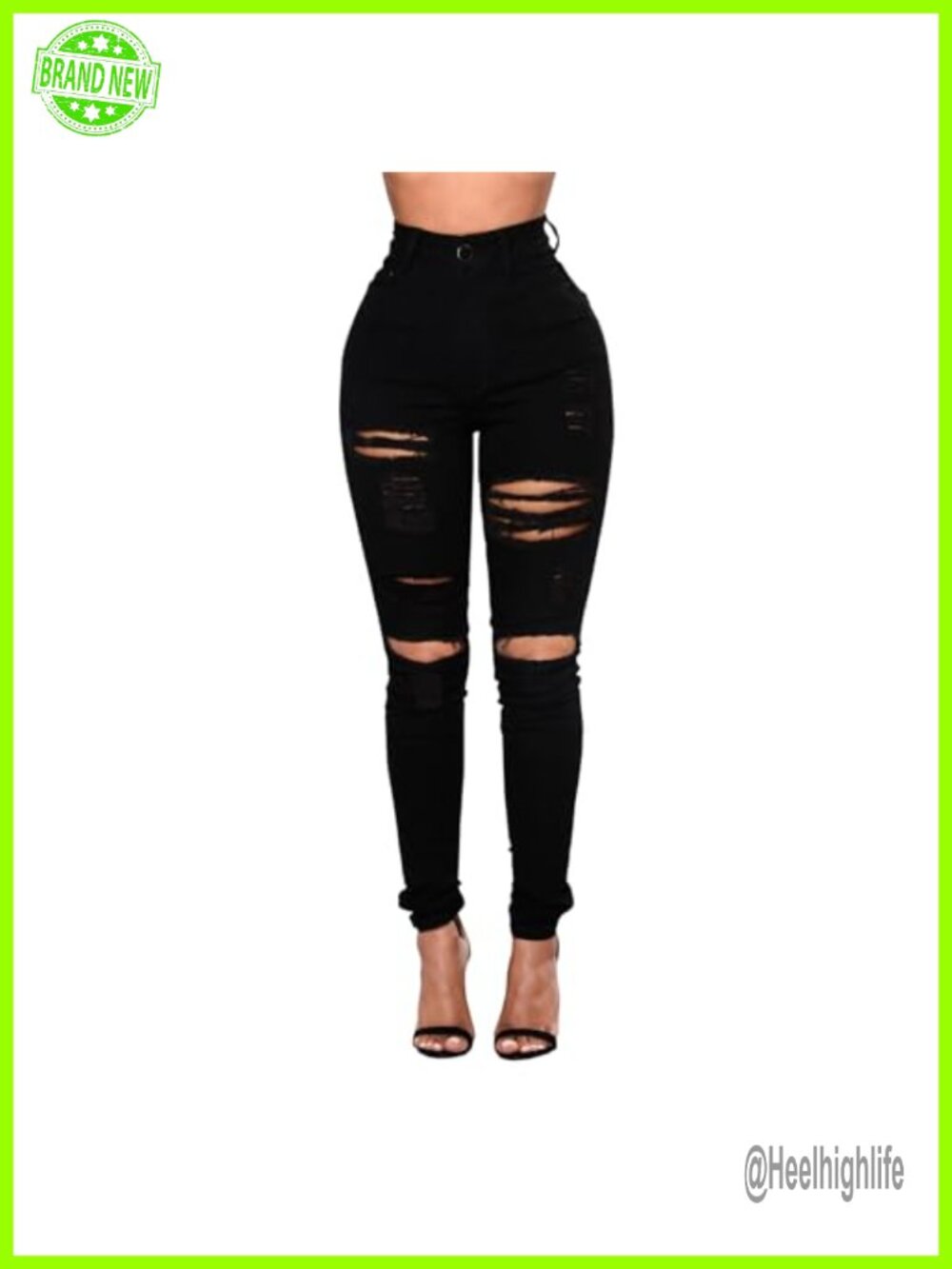 High Waisted Skinny Ripped Jeans Stretch Distressed Denim Pants